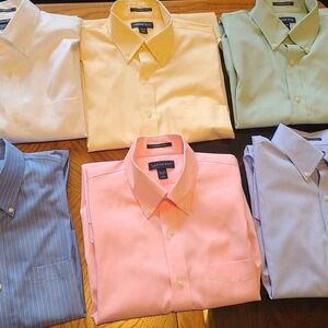 6 Men's Lands End no iron pinpoint Oxford long sleeve traditional fit 15.5x33